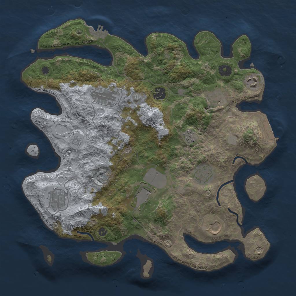 Rust Map: Procedural Map, Size: 3500, Seed: 77050524, 18 Monuments