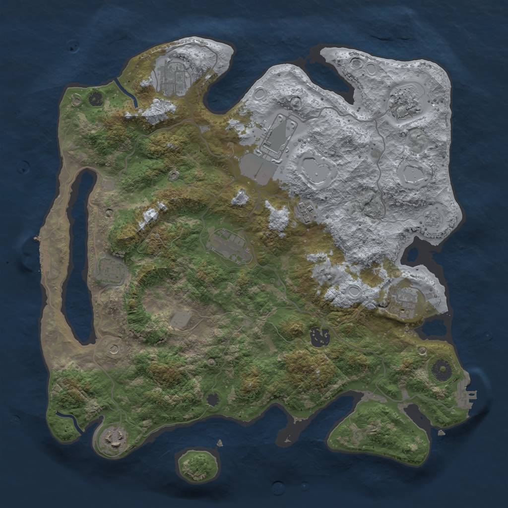 Rust Map: Procedural Map, Size: 3696, Seed: 19486126, 18 Monuments