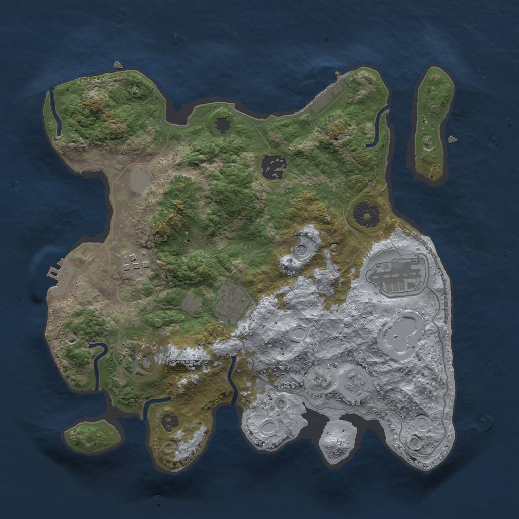 Rust Map: Procedural Map, Size: 3000, Seed: 1889177795, 12 Monuments