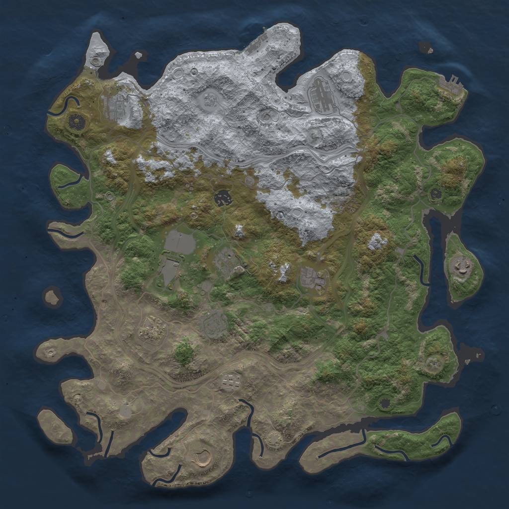 Rust Map: Procedural Map, Size: 4500, Seed: 790627038, 19 Monuments