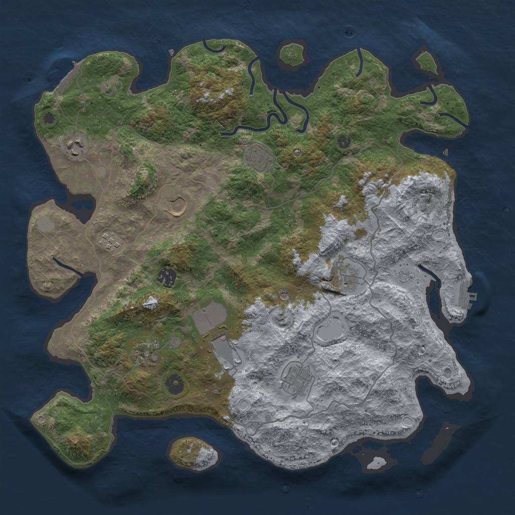 Rust Map: Procedural Map, Size: 4000, Seed: 587249695, 16 Monuments