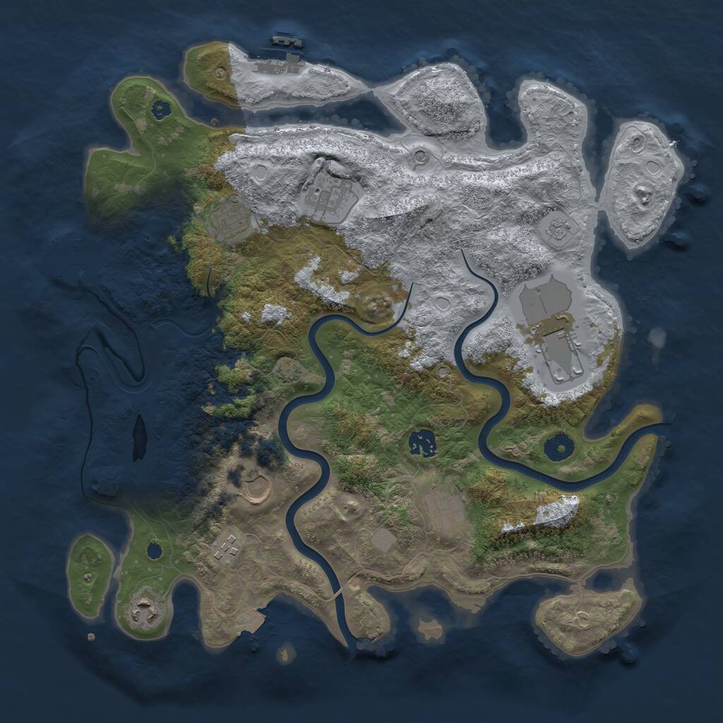 Rust Map: Procedural Map, Size: 3800, Seed: 122256, 14 Monuments