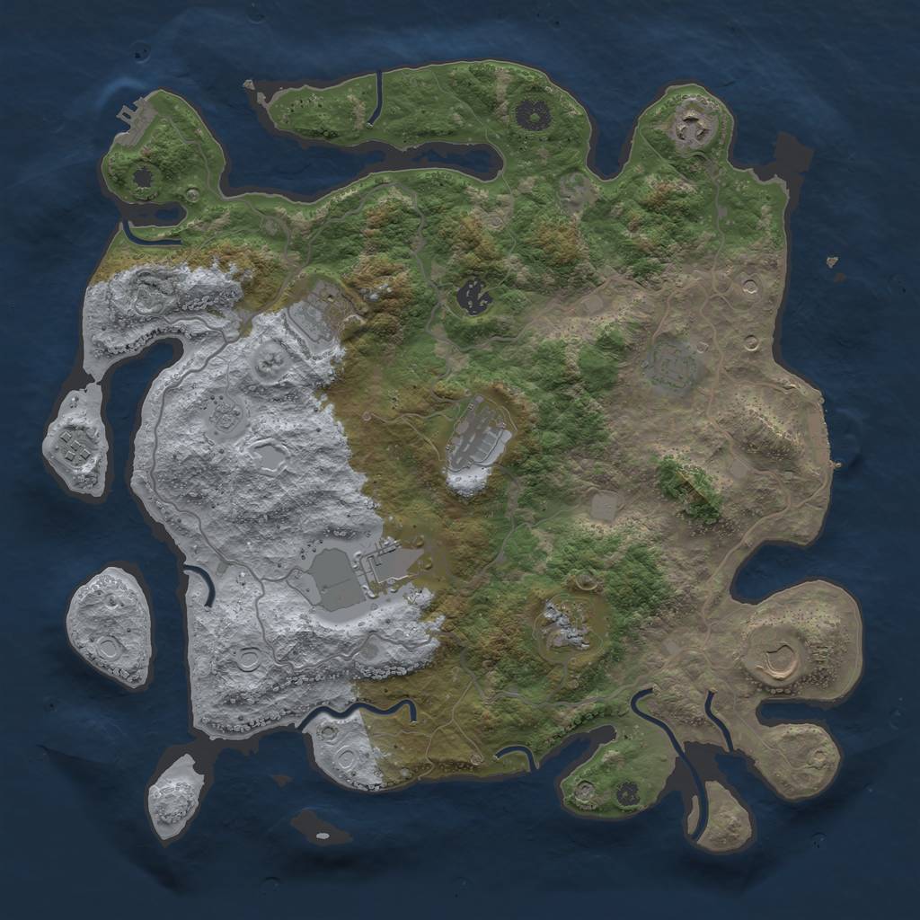 Rust Map: Procedural Map, Size: 4000, Seed: 64373, 18 Monuments