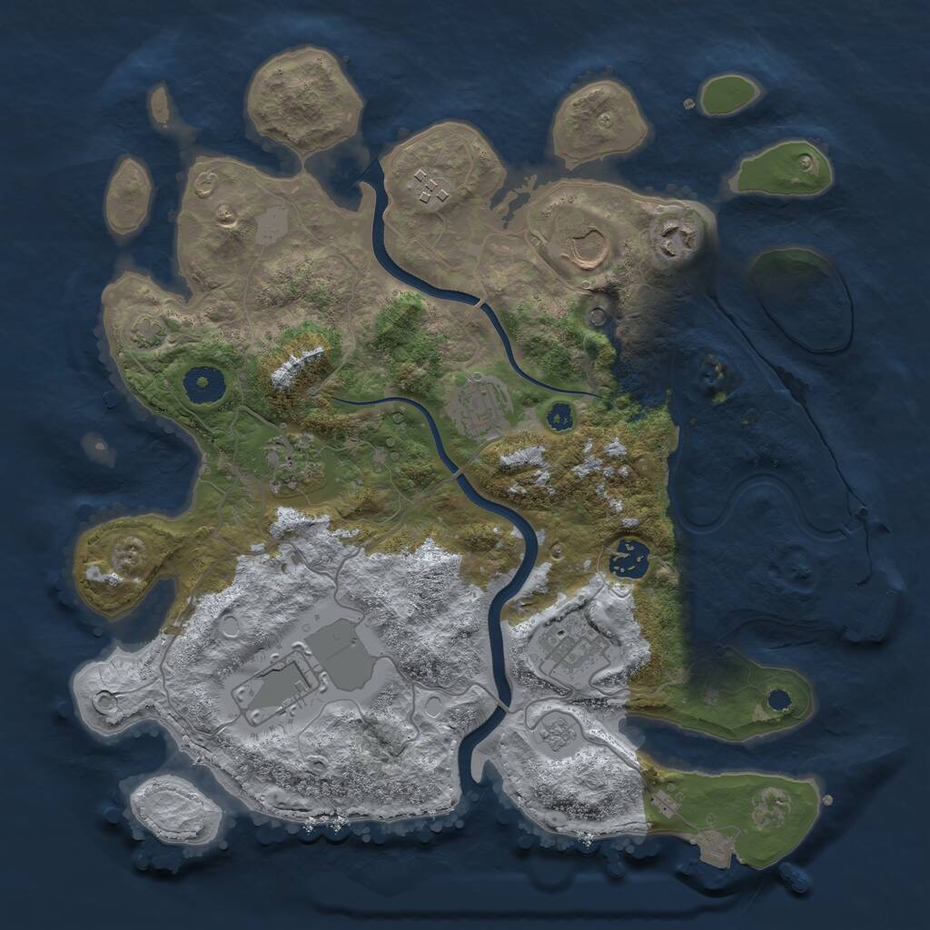 Rust Map: Procedural Map, Size: 3500, Seed: 1635154, 13 Monuments
