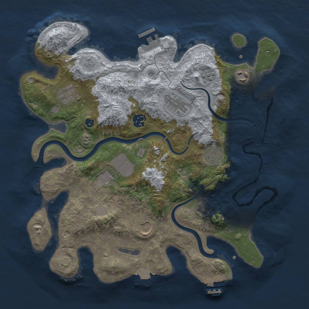 Rust Map: Procedural Map, Size: 3500, Seed: 293321478, 14 Monuments