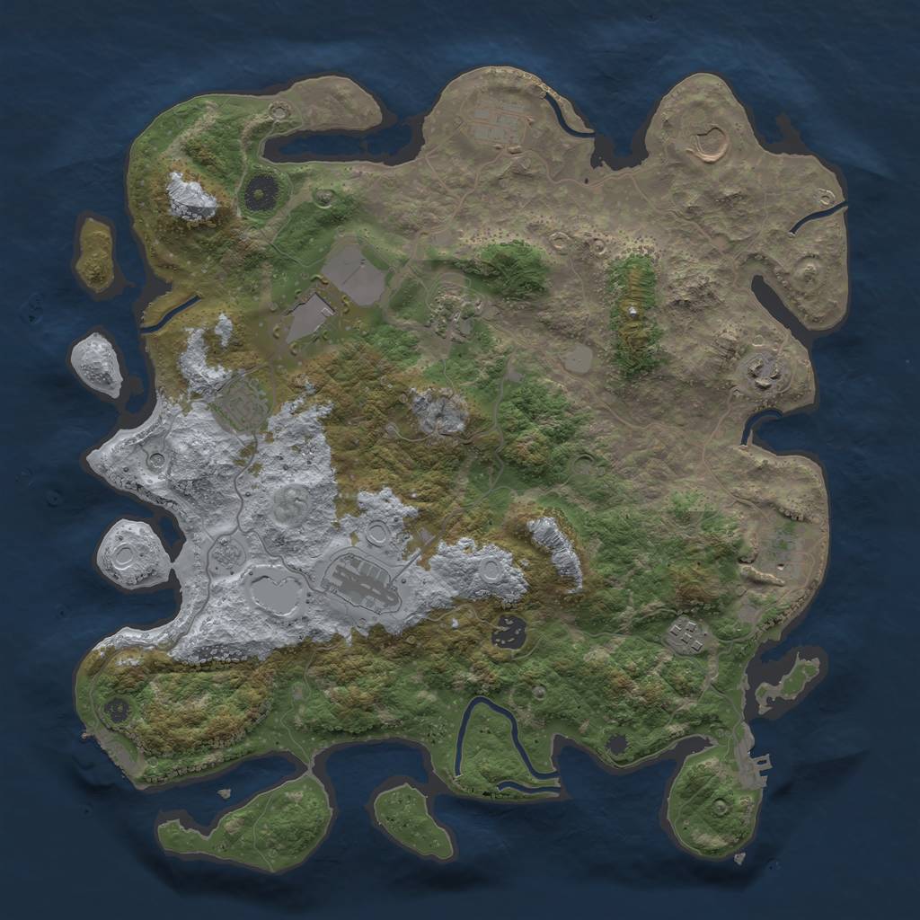 Rust Map: Procedural Map, Size: 3900, Seed: 64819086, 19 Monuments