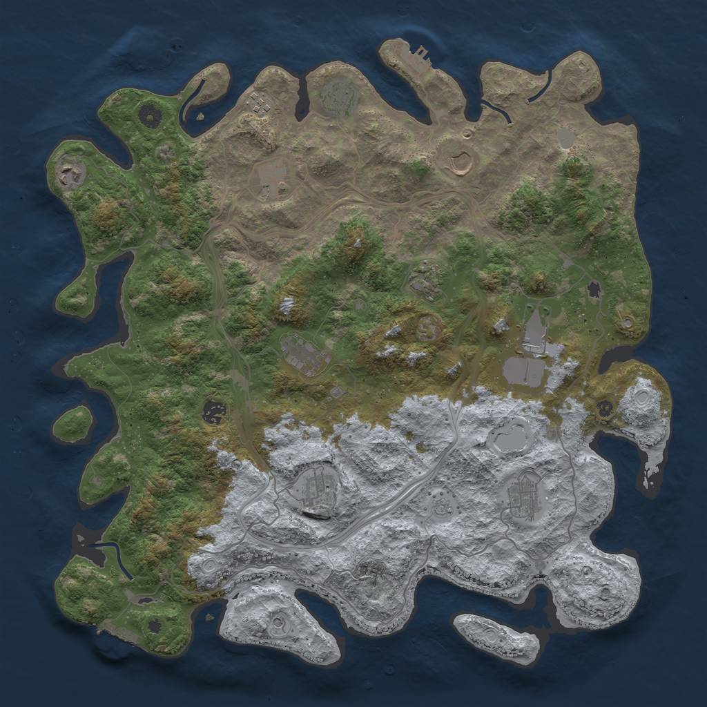 Rust Map: Procedural Map, Size: 4500, Seed: 215468362, 20 Monuments