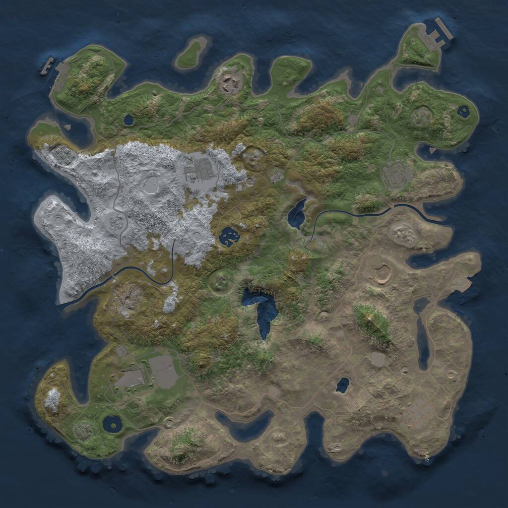 Rust Map: Procedural Map, Size: 4000, Seed: 25431, 14 Monuments