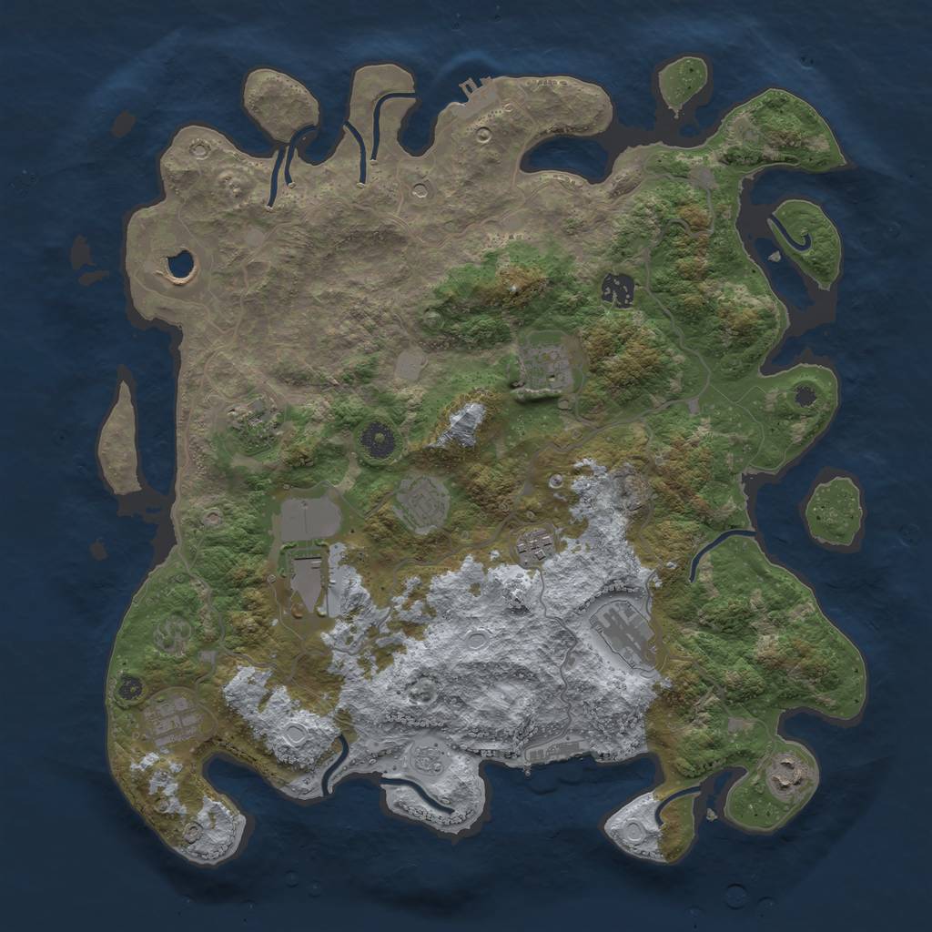 Rust Map: Procedural Map, Size: 4000, Seed: 45225, 19 Monuments