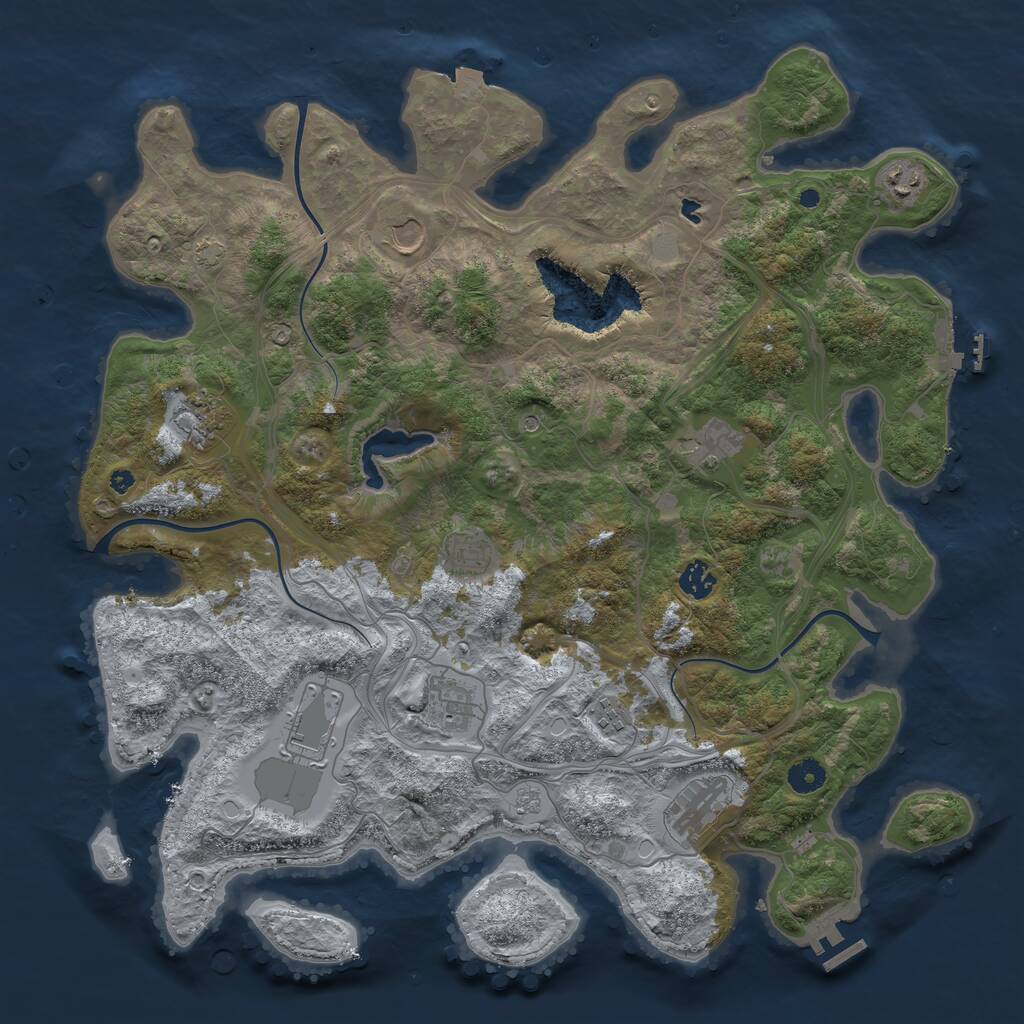 Rust Map: Procedural Map, Size: 4300, Seed: 415204121, 16 Monuments