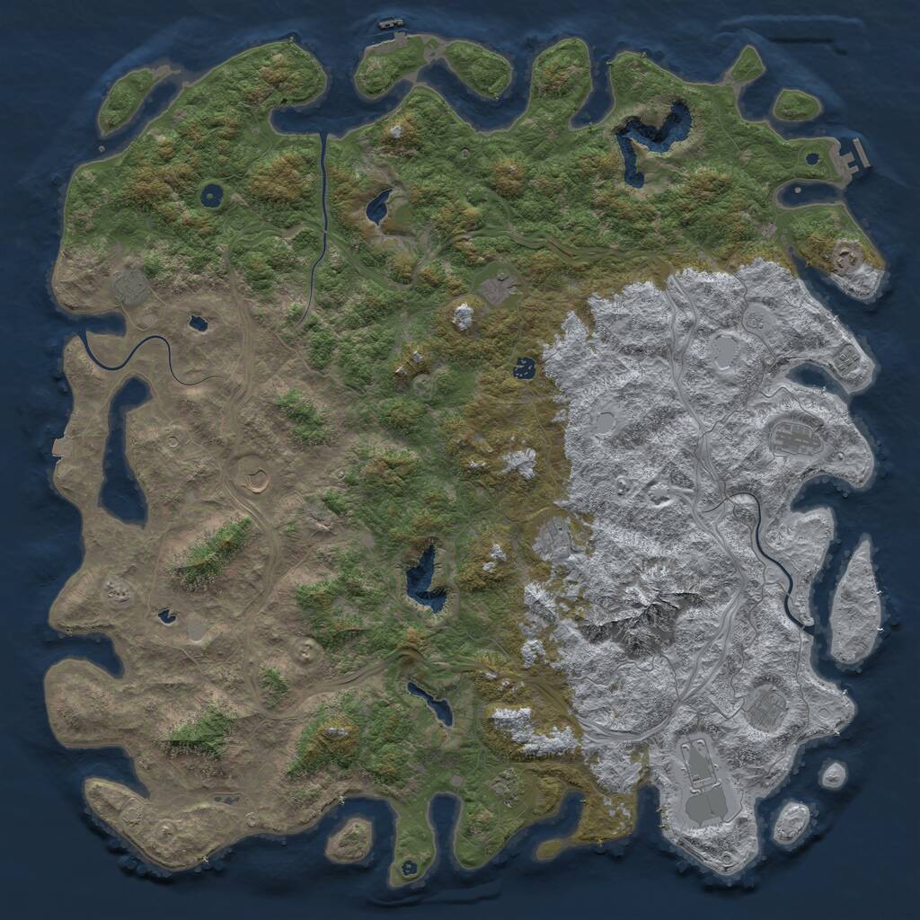 Rust Map: Procedural Map, Size: 6000, Seed: 1687, 17 Monuments