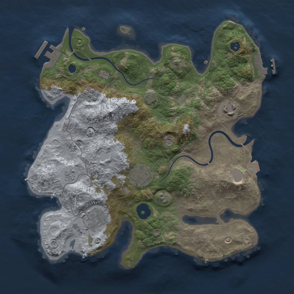 Rust Map: Procedural Map, Size: 3000, Seed: 1755347231, 10 Monuments