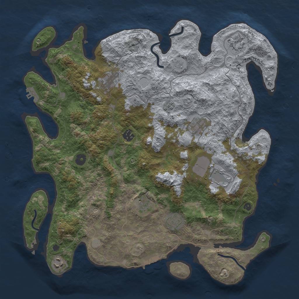 Rust Map: Procedural Map, Size: 4000, Seed: 1202728988, 16 Monuments