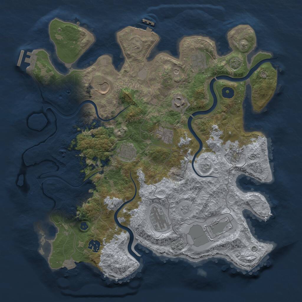 Rust Map: Procedural Map, Size: 3750, Seed: 79380351, 16 Monuments