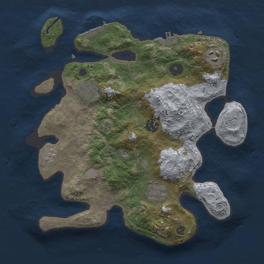 Rust Map: Procedural Map, Size: 3000, Seed: 17610, 12 Monuments