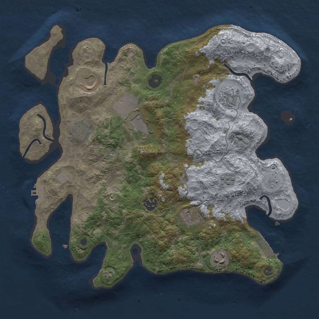 Rust Map: Procedural Map, Size: 3500, Seed: 53010030, 17 Monuments