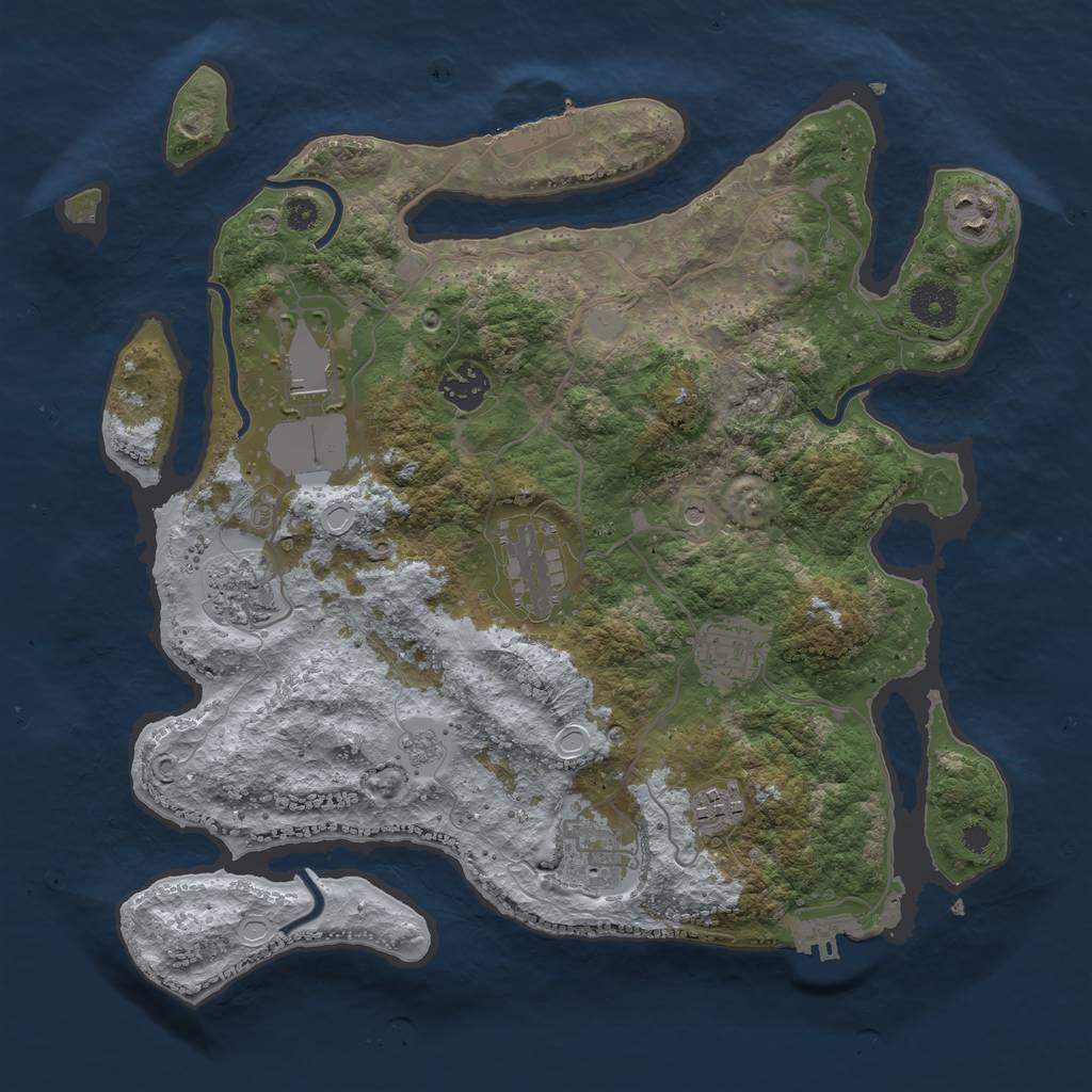 Rust Map: Procedural Map, Size: 3500, Seed: 281624124, 17 Monuments