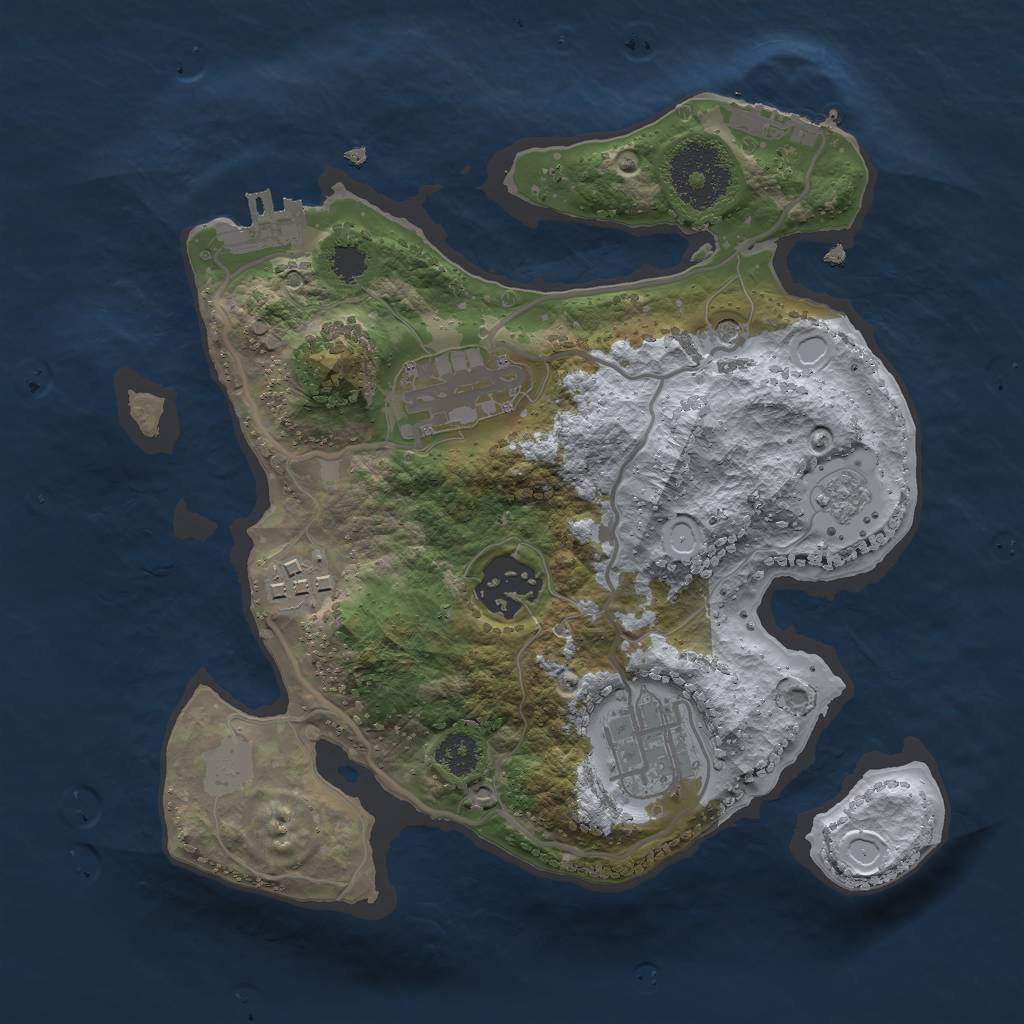 Rust Map: Procedural Map, Size: 2500, Seed: 1939138124, 11 Monuments