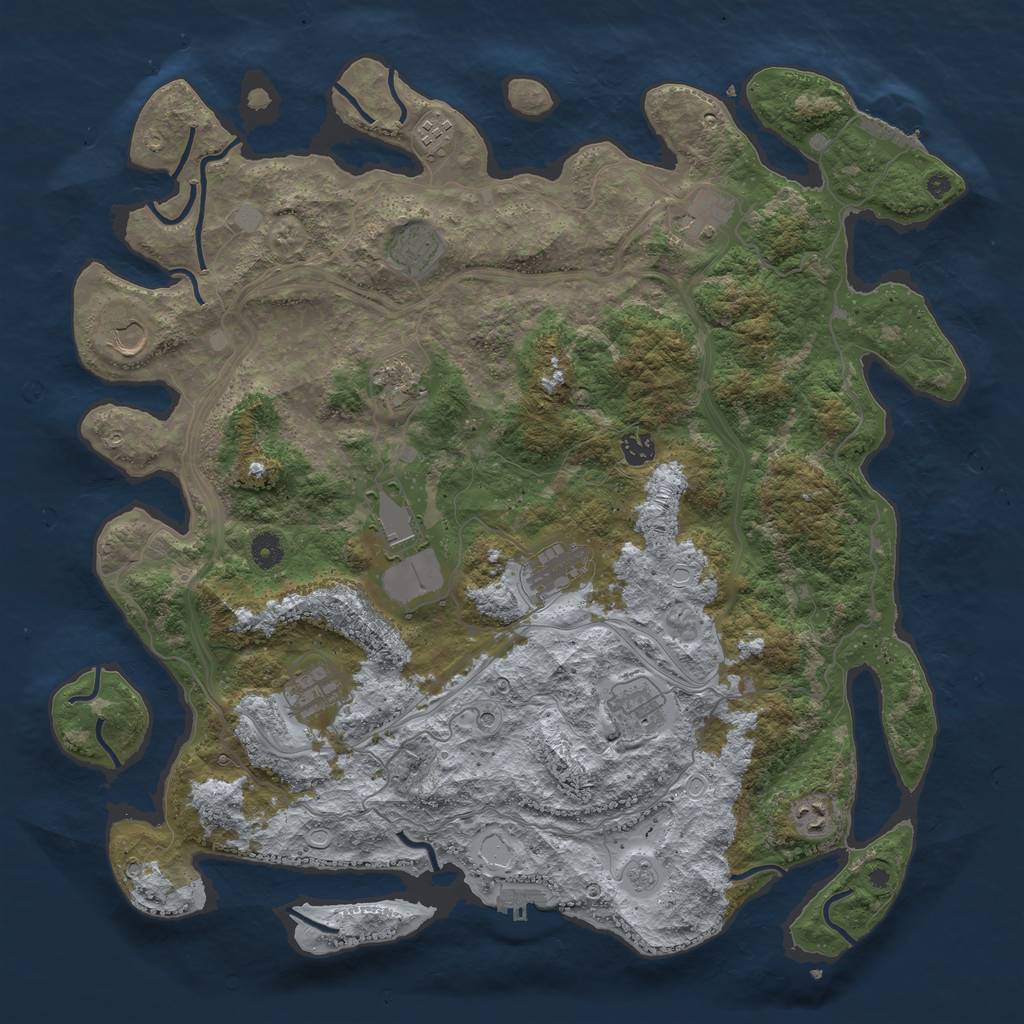 Rust Map: Procedural Map, Size: 4500, Seed: 1024105380, 18 Monuments