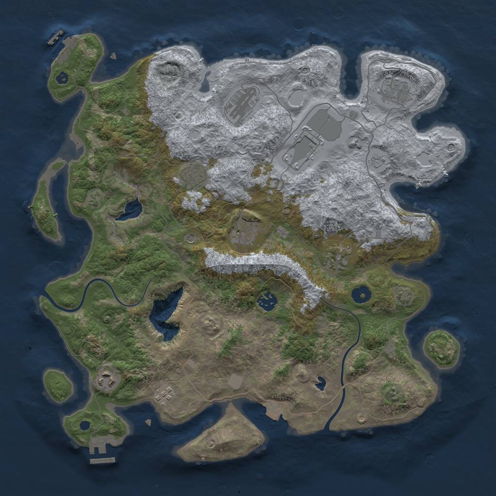 Rust Map: Procedural Map, Size: 4000, Seed: 2127829270, 15 Monuments