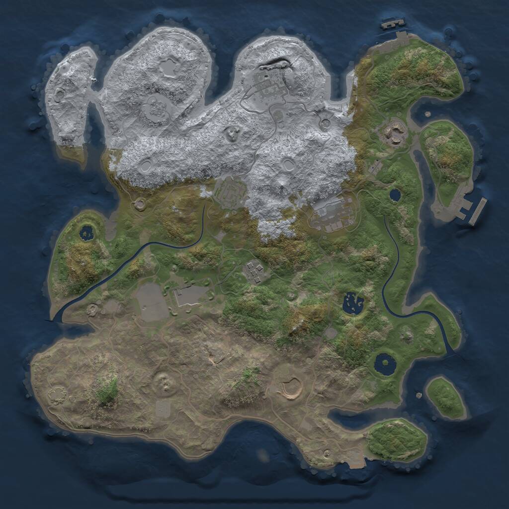 Rust Map: Procedural Map, Size: 3500, Seed: 1497430618, 14 Monuments