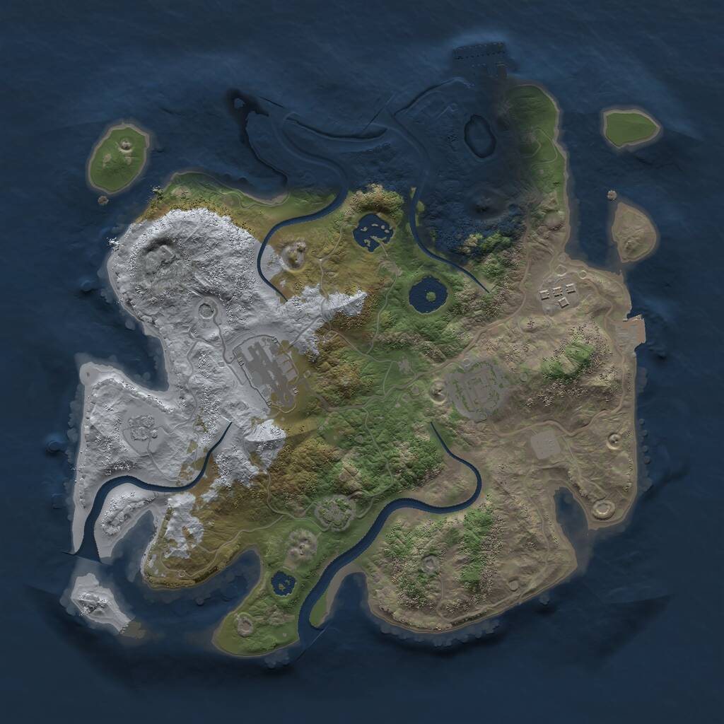 Rust Map: Procedural Map, Size: 3000, Seed: 1440687802, 9 Monuments