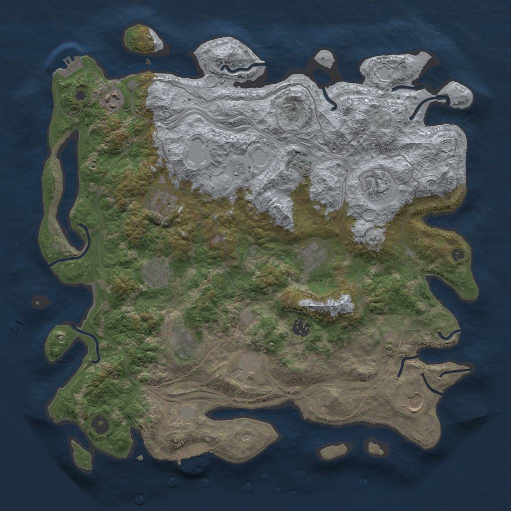 Rust Map: Procedural Map, Size: 4250, Seed: 999393752, 19 Monuments