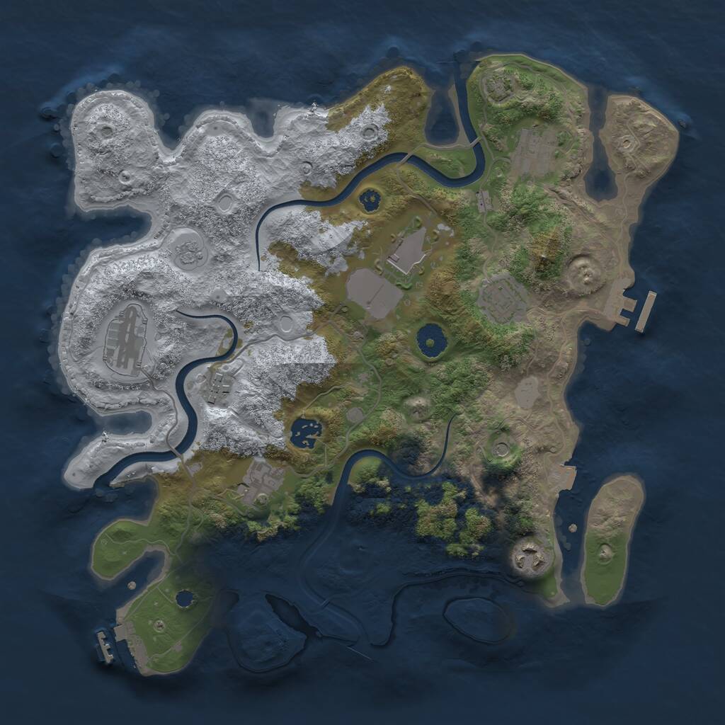 Rust Map: Procedural Map, Size: 3500, Seed: 23505882, 14 Monuments