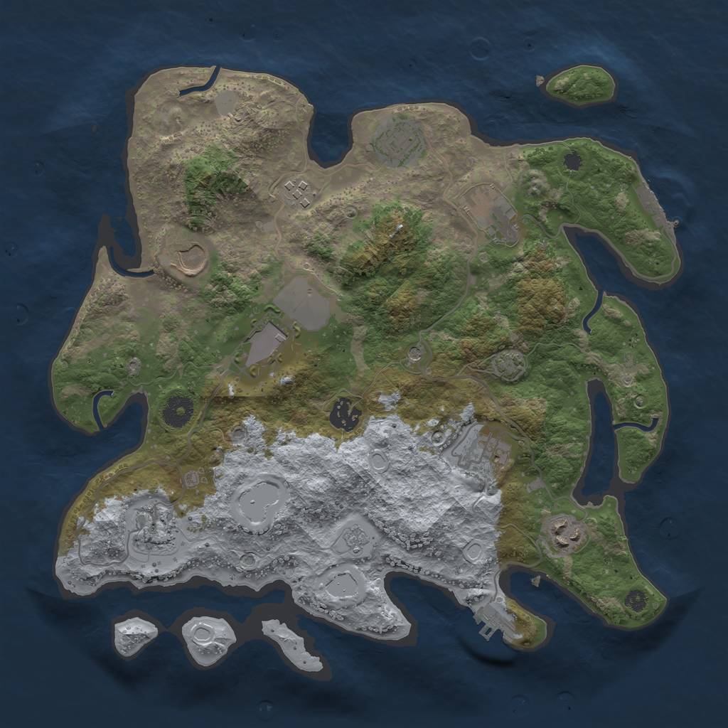 Rust Map: Procedural Map, Size: 3500, Seed: 50633963, 17 Monuments