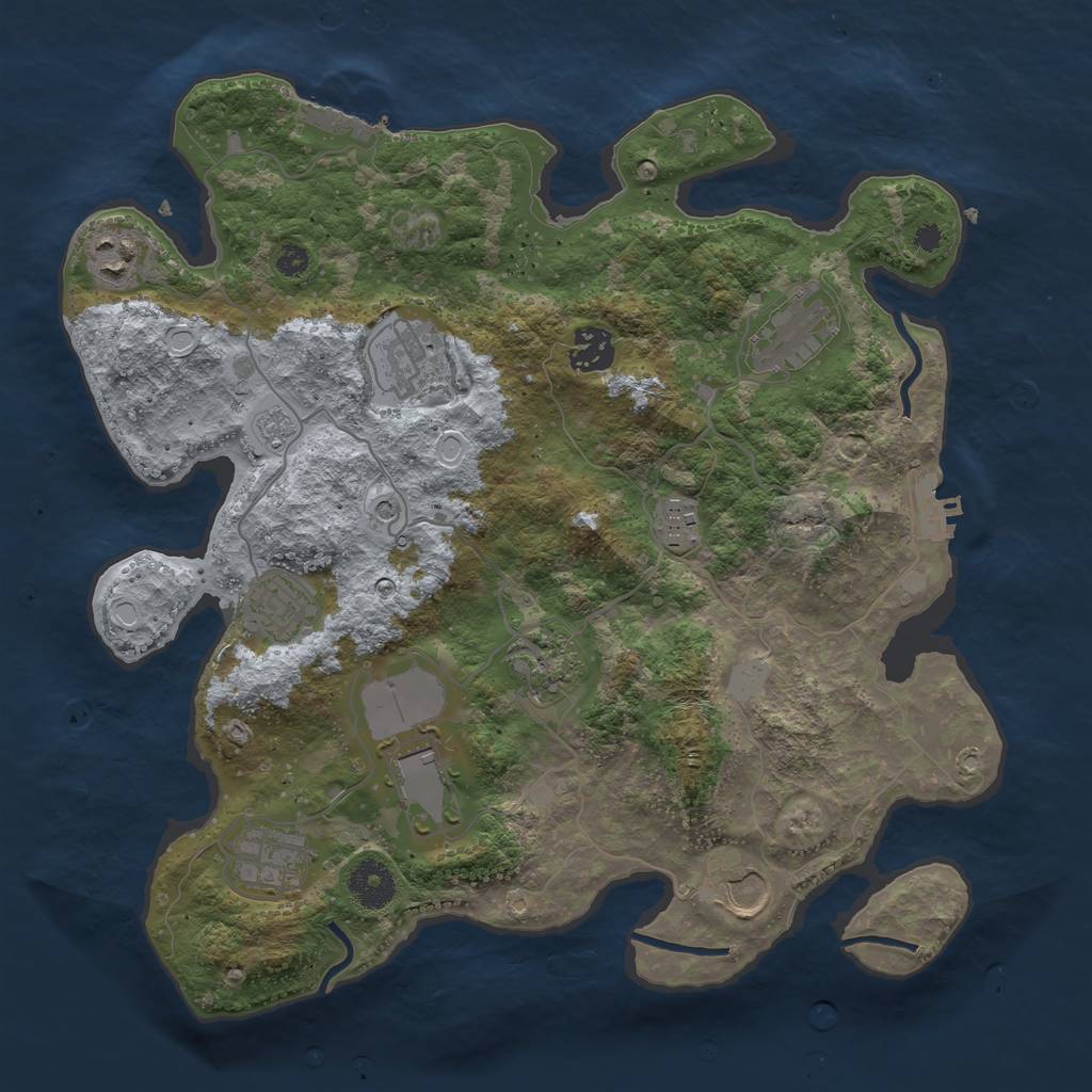 Rust Map: Procedural Map, Size: 3500, Seed: 61580860, 19 Monuments