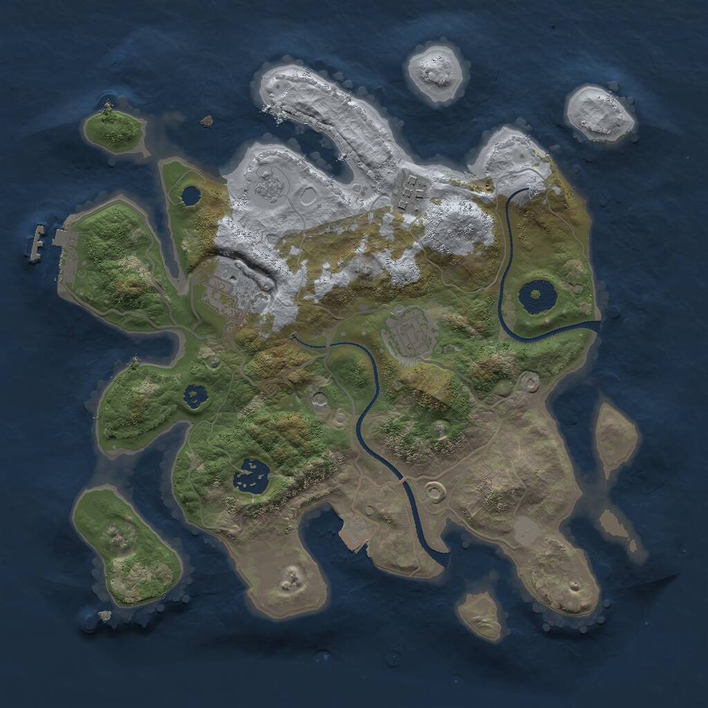 Rust Map: Procedural Map, Size: 3000, Seed: 1993330212, 8 Monuments