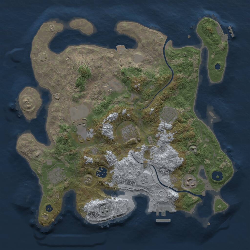 Rust Map: Procedural Map, Size: 3500, Seed: 33033099, 14 Monuments