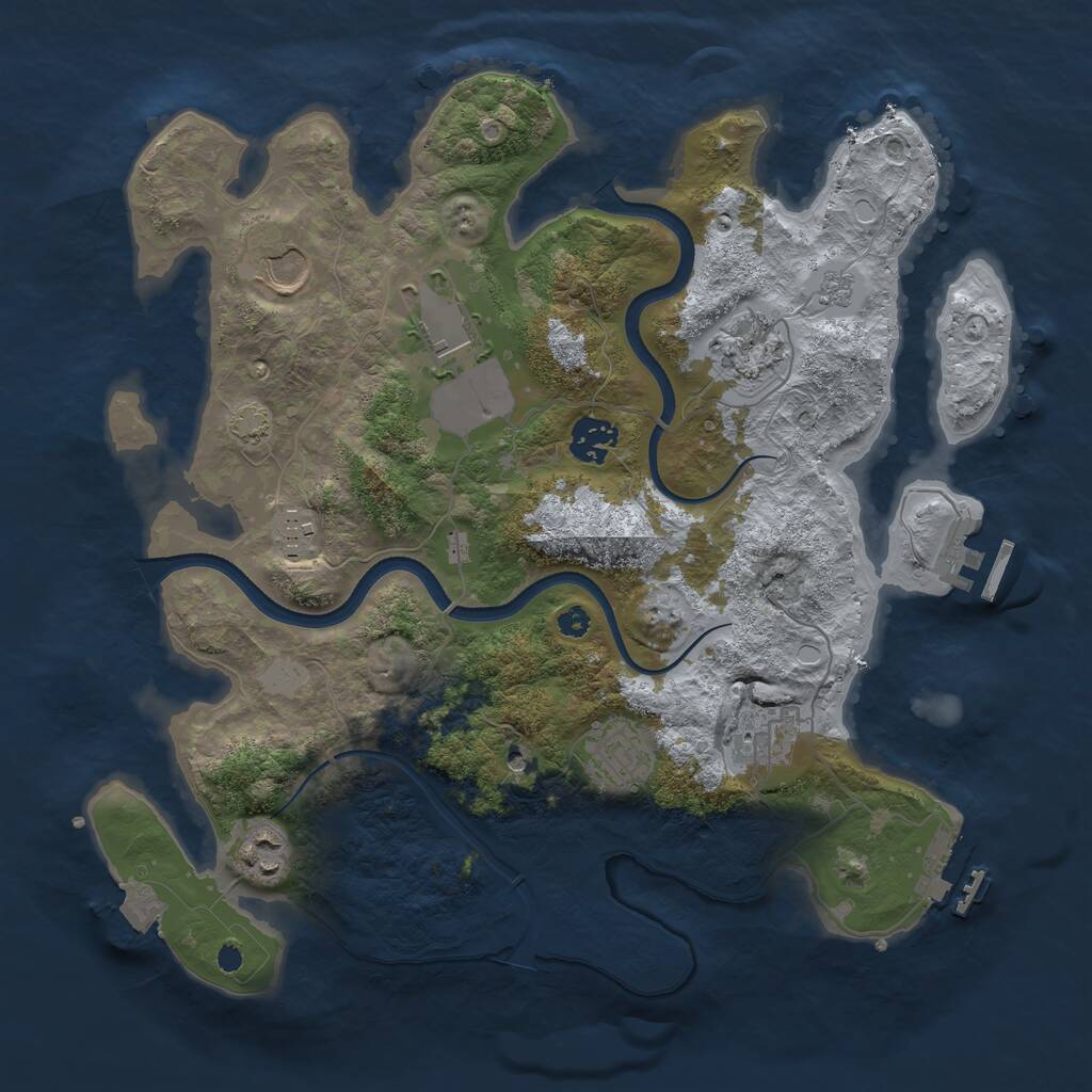 Rust Map: Procedural Map, Size: 3500, Seed: 12023, 14 Monuments