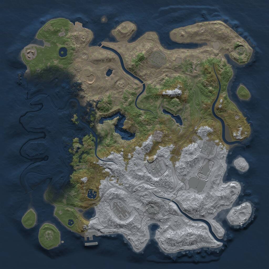 Rust Map: Procedural Map, Size: 4250, Seed: 1938347009, 16 Monuments