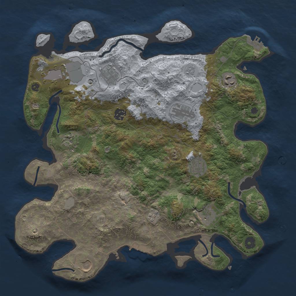 Rust Map: Procedural Map, Size: 3750, Seed: 61941153, 17 Monuments