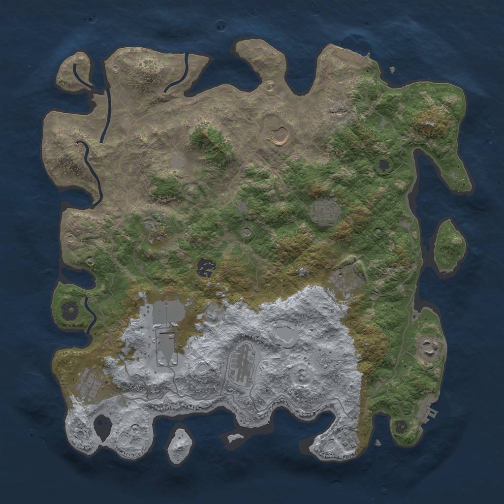 Rust Map: Procedural Map, Size: 4000, Seed: 994230598, 19 Monuments