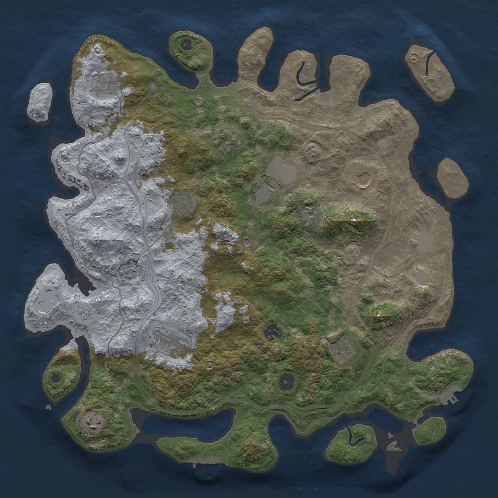 Rust Map: Procedural Map, Size: 4500, Seed: 6169, 18 Monuments