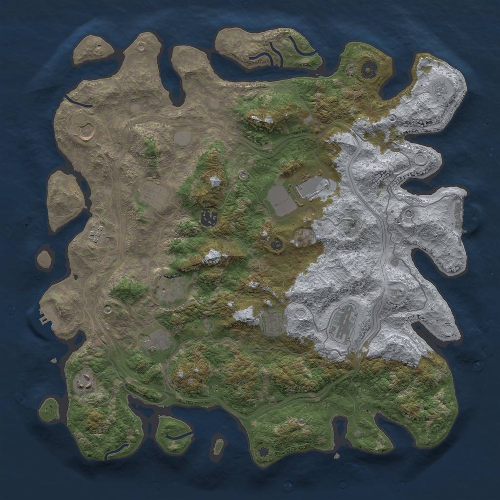 Rust Map: Procedural Map, Size: 4250, Seed: 354733446, 19 Monuments