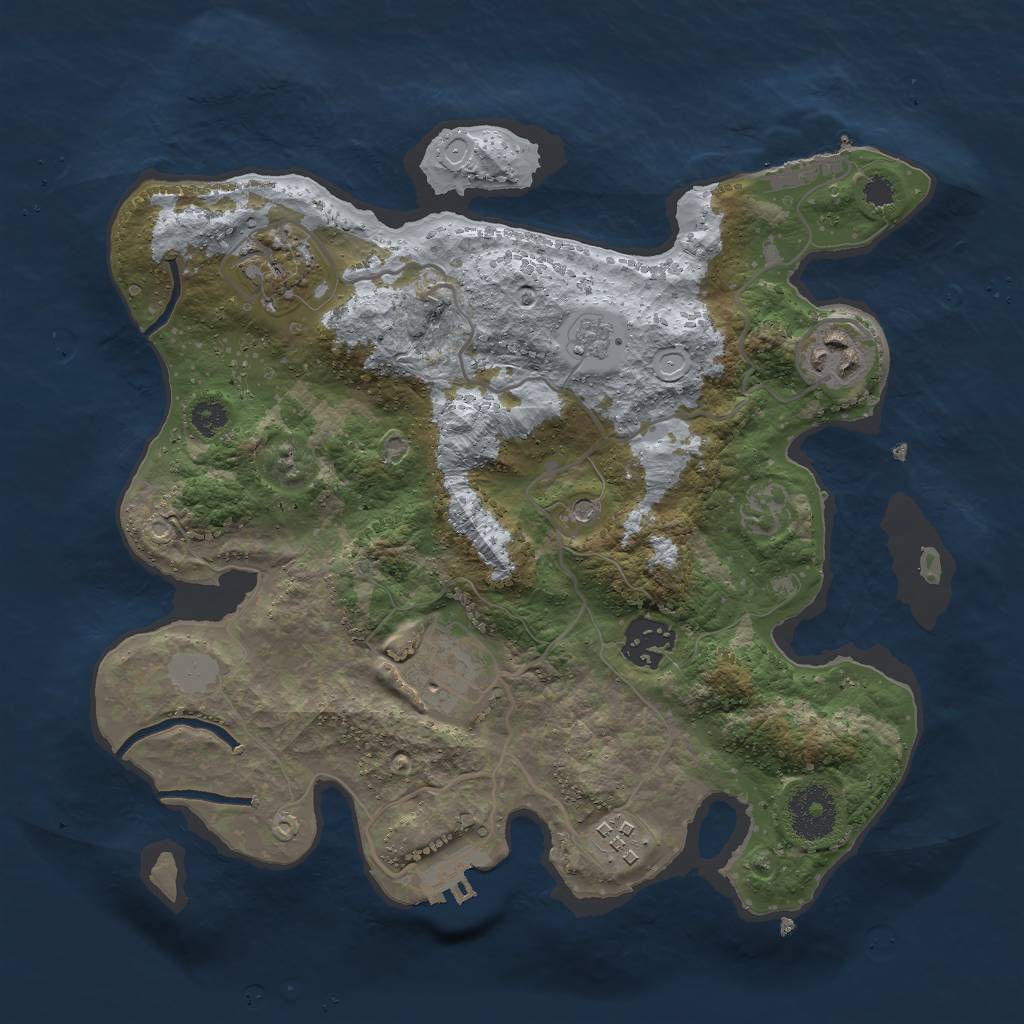 Rust Map: Procedural Map, Size: 3000, Seed: 3565, 12 Monuments