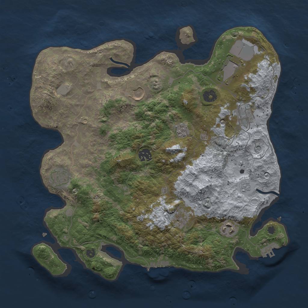 Rust Map: Procedural Map, Size: 3500, Seed: 48915205, 17 Monuments