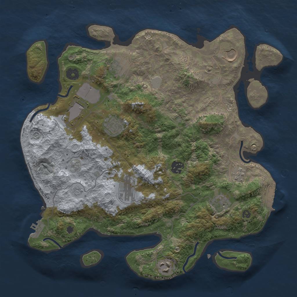 Rust Map: Procedural Map, Size: 3500, Seed: 36210107, 16 Monuments