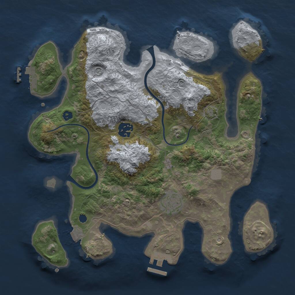 Rust Map: Procedural Map, Size: 3000, Seed: 2612652, 7 Monuments