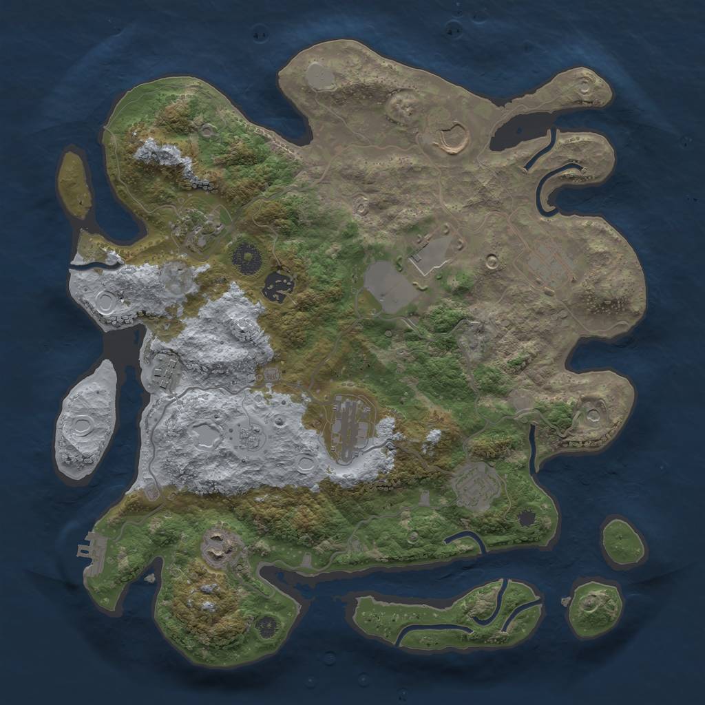 Rust Map: Procedural Map, Size: 3500, Seed: 746634077, 17 Monuments