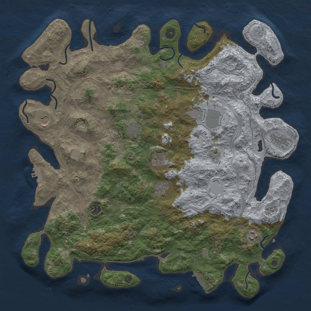 Rust Map: Procedural Map, Size: 4500, Seed: 45954412, 18 Monuments