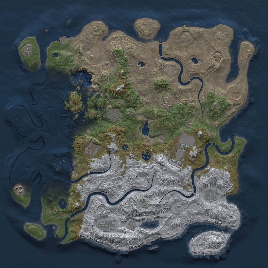 Rust Map: Procedural Map, Size: 4500, Seed: 1433949780, 17 Monuments