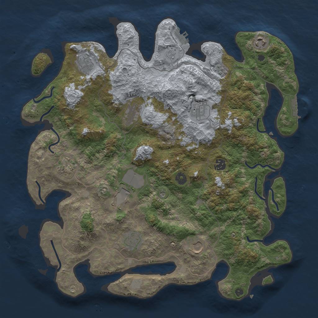 Rust Map: Procedural Map, Size: 4050, Seed: 1207392187, 19 Monuments