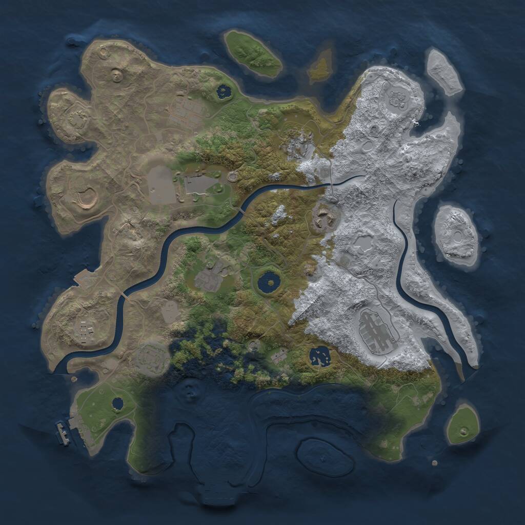 Rust Map: Procedural Map, Size: 3650, Seed: 7009805, 16 Monuments