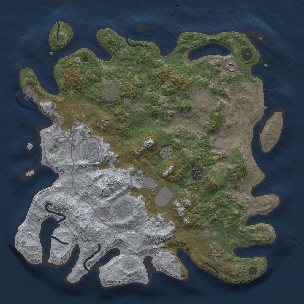 Rust Map: Procedural Map, Size: 4000, Seed: 807184959, 16 Monuments