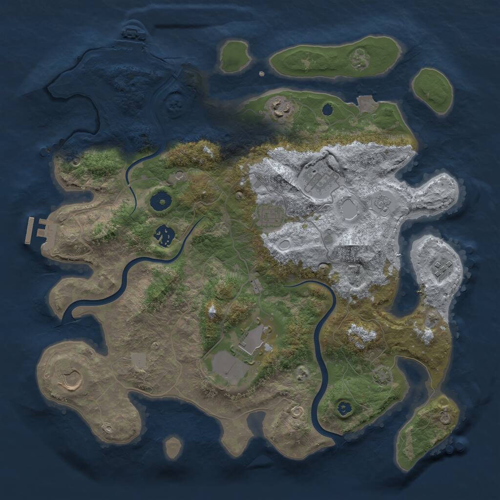 Rust Map: Procedural Map, Size: 3700, Seed: 518195779, 13 Monuments