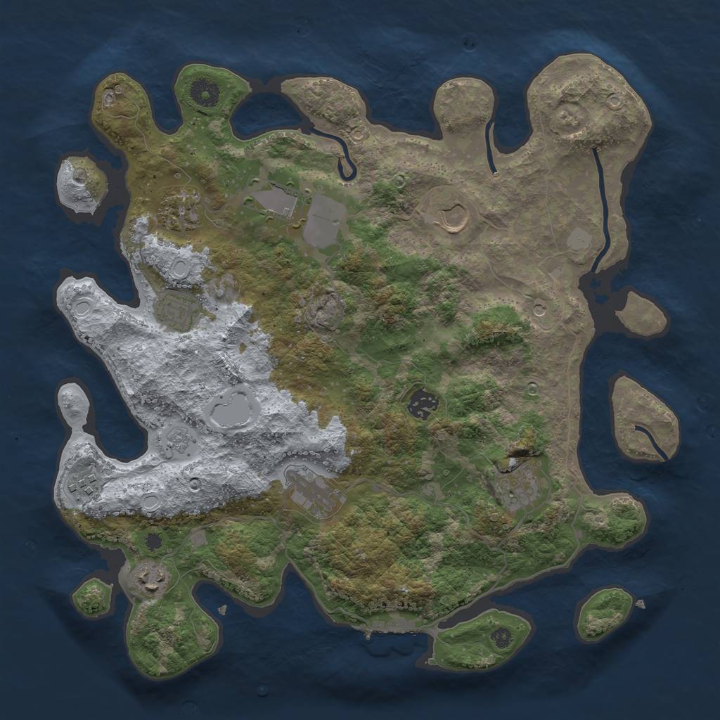 Rust Map: Procedural Map, Size: 3700, Seed: 2122365998, 17 Monuments